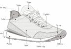 Profile shoe anatomy view with upper and sole