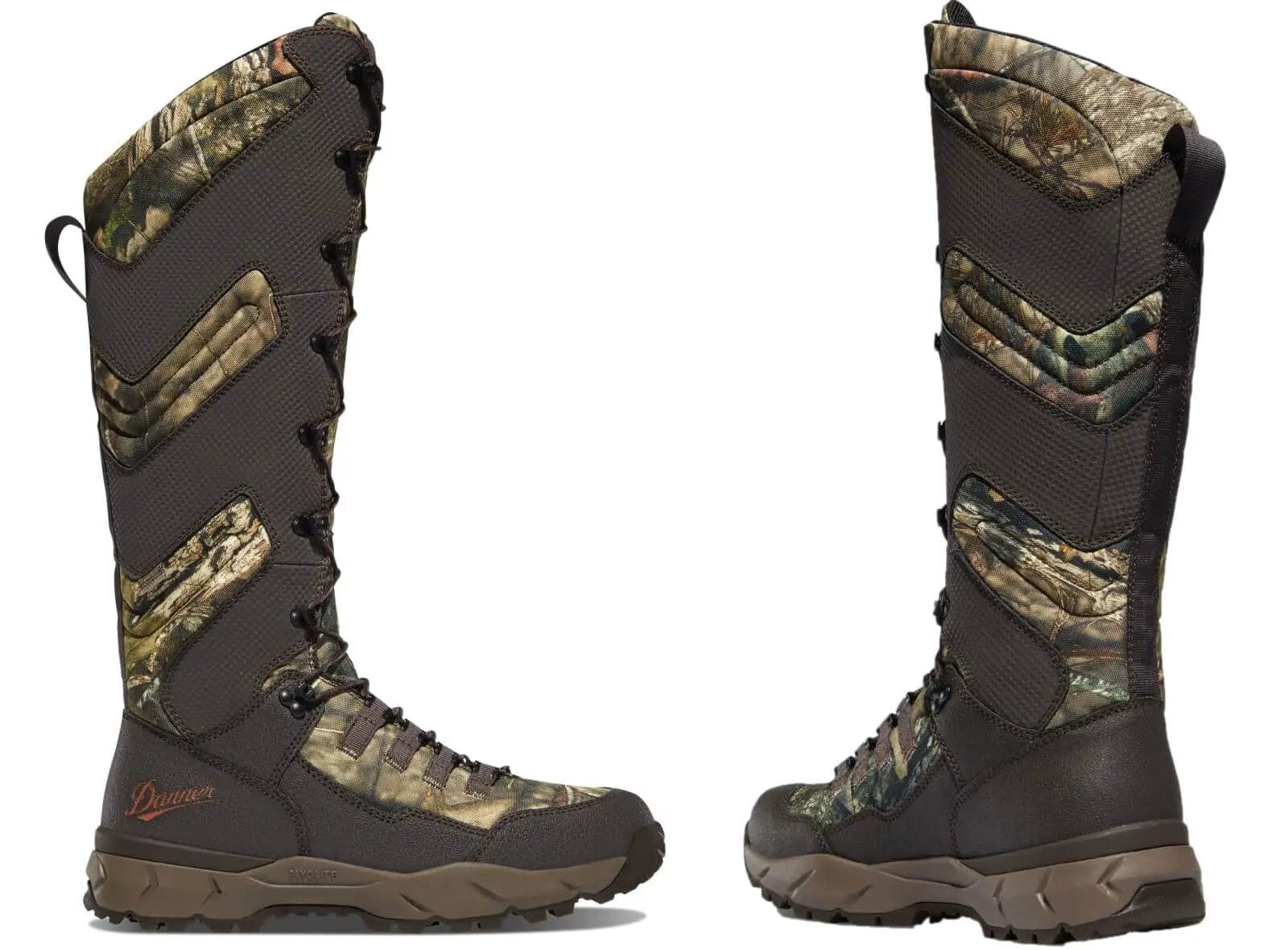 Danner Mens Vital snake proof boots details of side and rear of leather and camo hunting boot