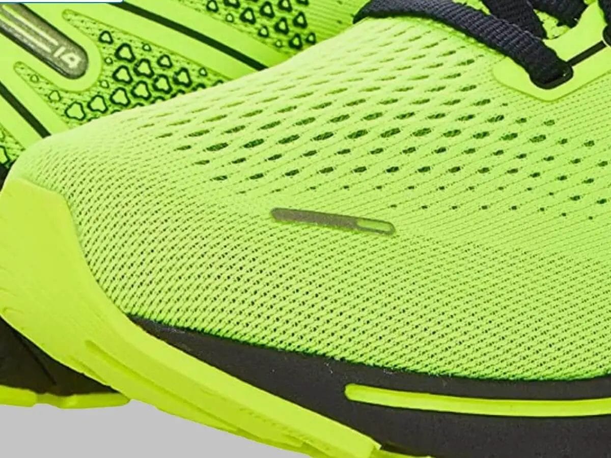 Detailed view of the mesh upper on the Brooks Ghost 14 running shoe