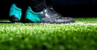 Best indoor soccer shoes close up at turf level