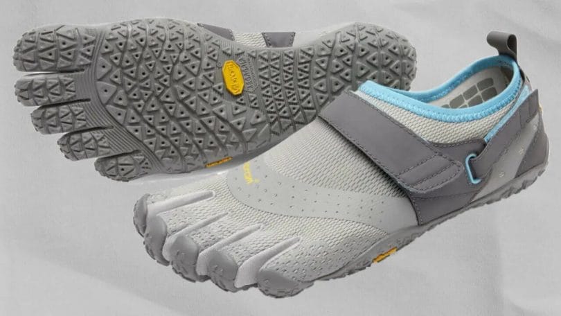 Pair of Vibram FiveFingers V-Aqua water shoes with velco strap