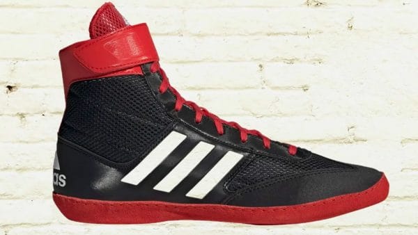 adidas Combat Speed V wrestling shoe with red and black colorway